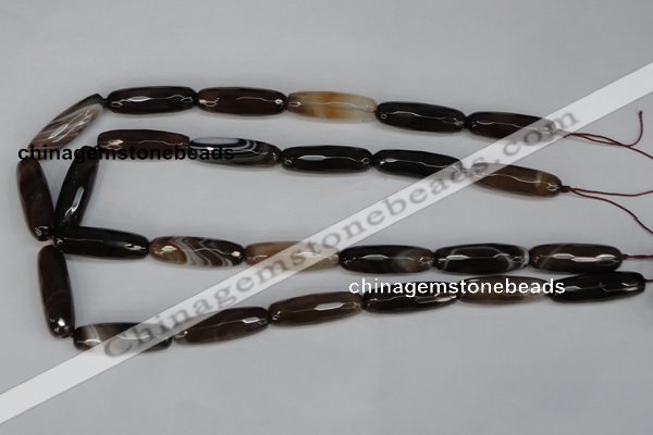 CAG1345 15.5 inches 10*30mm faceted rice line agate gemstone beads
