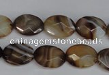 CAG1348 15.5 inches 12*16mm faceted oval line agate gemstone beads