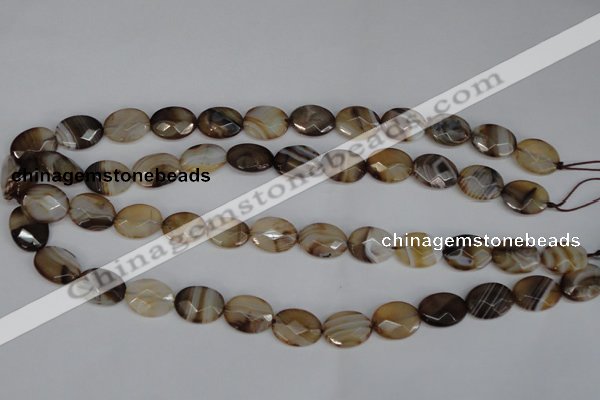 CAG1348 15.5 inches 12*16mm faceted oval line agate gemstone beads