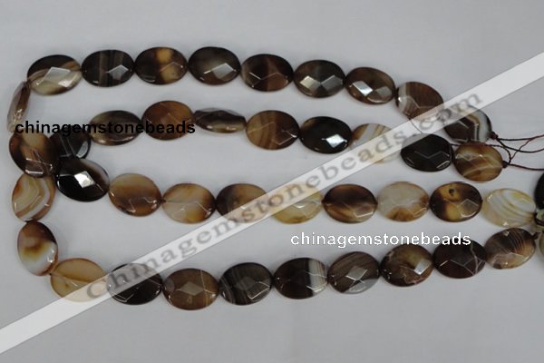 CAG1349 15.5 inches 15*20mm faceted oval line agate gemstone beads