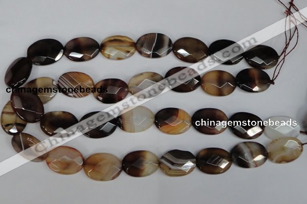 CAG1350 15.5 inches 18*25mm faceted oval line agate gemstone beads