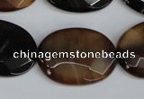 CAG1351 15.5 inches 22*30mm faceted oval line agate gemstone beads