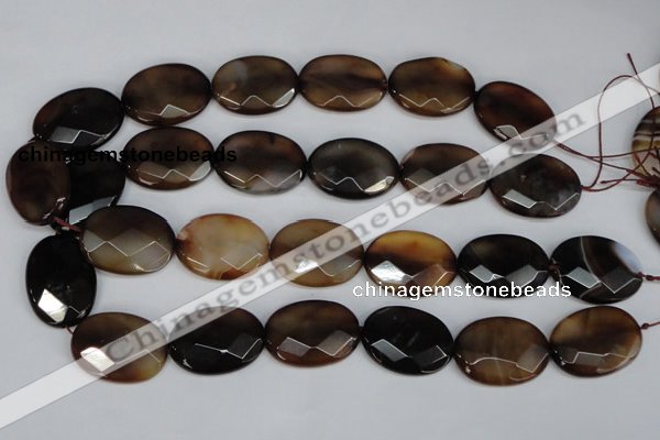 CAG1351 15.5 inches 22*30mm faceted oval line agate gemstone beads