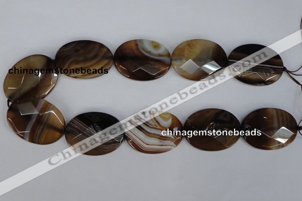 CAG1352 15.5 inches 30*40mm faceted oval line agate gemstone beads