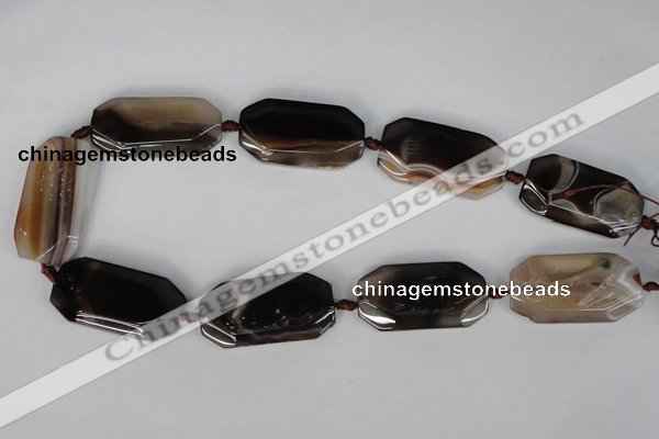 CAG1355 15.5 inches 23*43mm faceted rectangle line agate gemstone beads