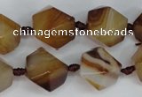 CAG1357 15.5 inches 16*18mm faceted nuggets line agate gemstone beads