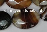 CAG1368 15.5 inches 22*30mm faceted oval line agate gemstone beads