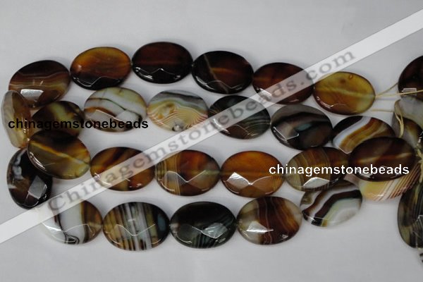 CAG1368 15.5 inches 22*30mm faceted oval line agate gemstone beads