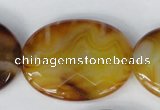 CAG1370 15.5 inches 30*40mm faceted oval line agate gemstone beads