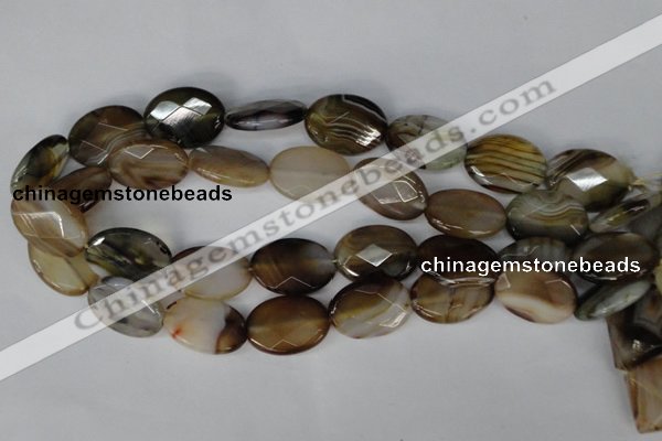 CAG1385 15.5 inches 18*25mm faceted oval line agate gemstone beads