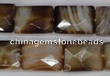 CAG1390 15.5 inches 15*20mm faceted rectangle line agate gemstone beads