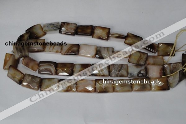 CAG1390 15.5 inches 15*20mm faceted rectangle line agate gemstone beads