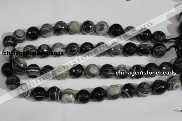 CAG1407 15.5 inches 16mm faceted round line agate gemstone beads