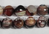 CAG1415 15.5 inches 12mm faceted round line agate gemstone beads