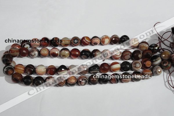 CAG1415 15.5 inches 12mm faceted round line agate gemstone beads