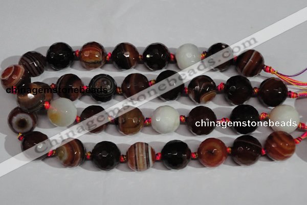 CAG1418 15.5 inches 20mm faceted round line agate gemstone beads