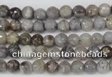 CAG1421 15.5 inches 6mm faceted round silver needle agate beads