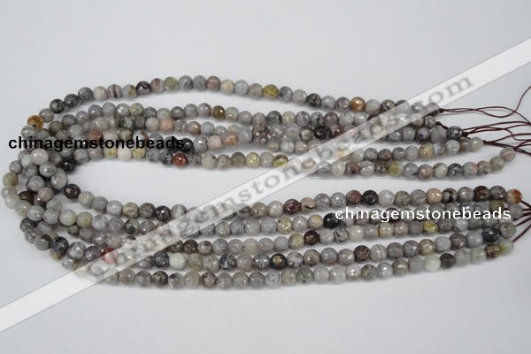 CAG1421 15.5 inches 6mm faceted round silver needle agate beads