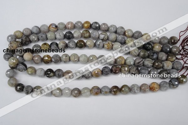 CAG1423 15.5 inches 10mm faceted round silver needle agate beads