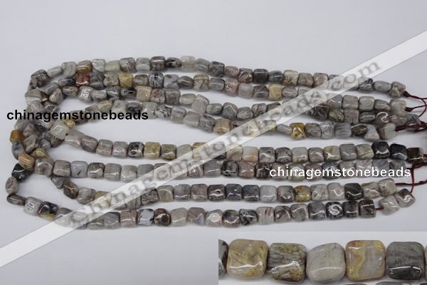 CAG1430 15.5 inches 8*8mm square silver needle agate beads