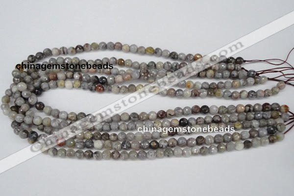 CAG1431 15.5 inches 6mm faceted round bamboo leaf agate beads