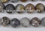 CAG1434 15.5 inches 12mm faceted round bamboo leaf agate beads