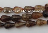 CAG1445 15.5 inches 8*12mm teardrop dragon veins agate beads