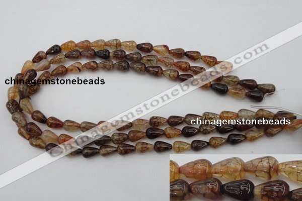 CAG1445 15.5 inches 8*12mm teardrop dragon veins agate beads