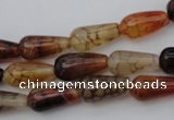 CAG1446 15.5 inches 8*16mm teardrop dragon veins agate beads