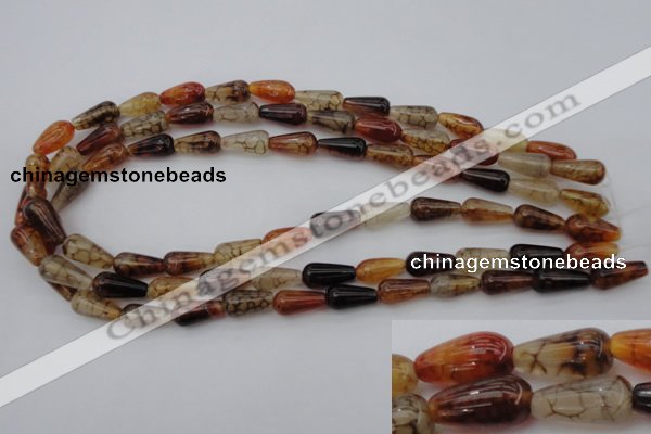 CAG1446 15.5 inches 8*16mm teardrop dragon veins agate beads