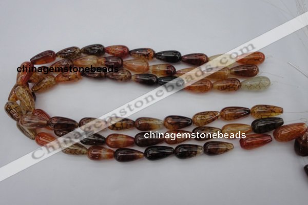 CAG1448 15.5 inches 10*20mm teardrop dragon veins agate beads