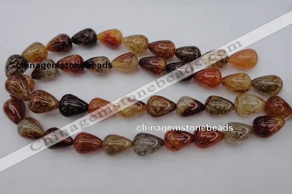 CAG1450 15.5 inches 15*20mm teardrop dragon veins agate beads