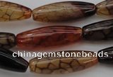 CAG1454 15.5 inches 10*30mm rice dragon veins agate beads