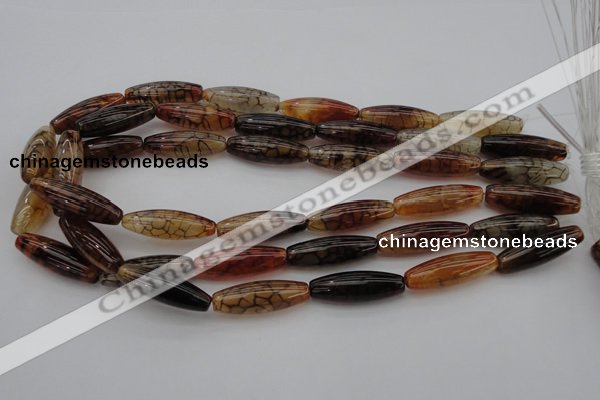 CAG1454 15.5 inches 10*30mm rice dragon veins agate beads