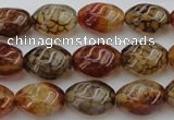 CAG1455 15.5 inches 10*15mm twisted rice dragon veins agate beads