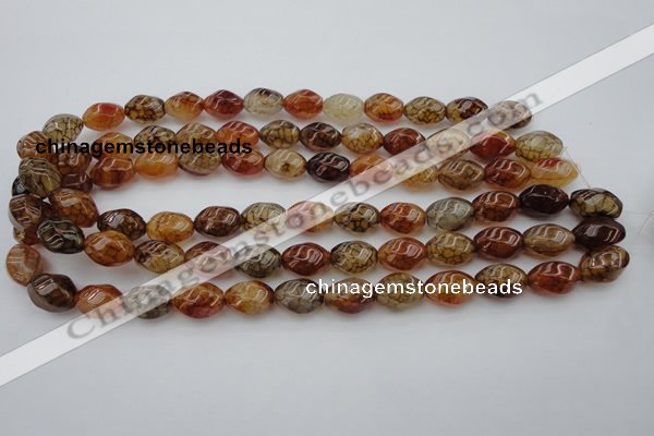 CAG1455 15.5 inches 10*15mm twisted rice dragon veins agate beads