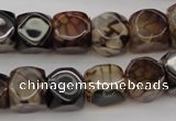 CAG1458 15.5 inches 12*13mm faceted nuggets dragon veins agate beads