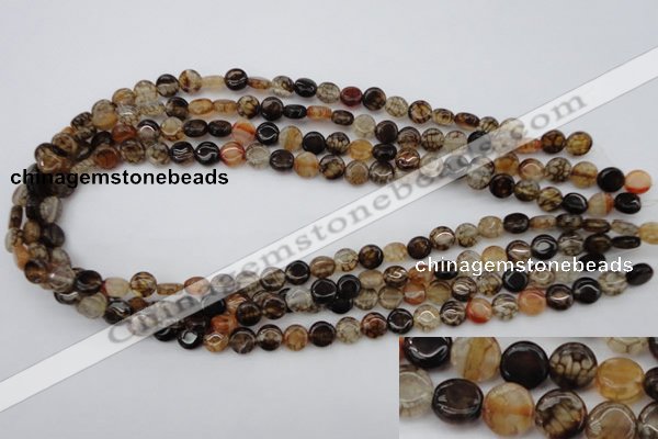 CAG1460 15.5 inches 8mm flat round dragon veins agate beads