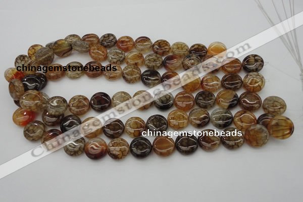 CAG1461 15.5 inches 15mm flat round dragon veins agate beads