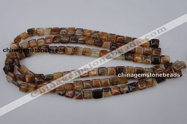 CAG1471 15.5 inches 10*10mm square dragon veins agate beads