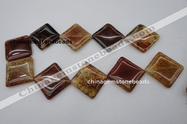 CAG1488 15.5 inches 30*30mm diamond dragon veins agate beads