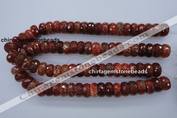 CAG1494 15.5 inches 9*18mm faceted rondelle natural fire agate beads