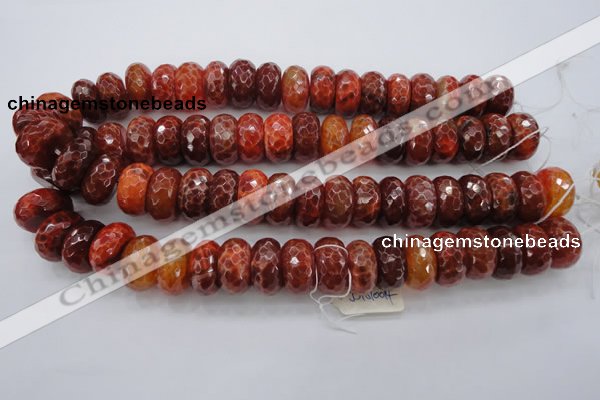 CAG1495 15.5 inches 10*20mm faceted rondelle natural fire agate beads