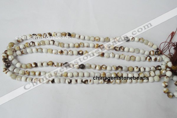 CAG1500 15.5 inches 6mm faceted round fire crackle agate beads