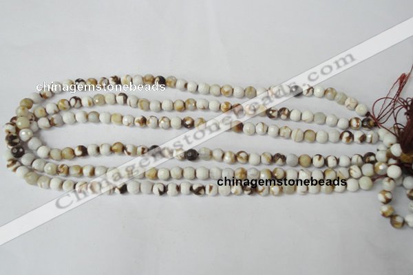 CAG1500 15.5 inches 6mm faceted round fire crackle agate beads