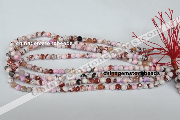 CAG1502 15.5 inches 6mm faceted round fire crackle agate beads