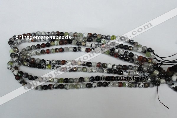 CAG1503 15.5 inches 6mm faceted round fire crackle agate beads