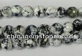 CAG1507 15.5 inches 8mm faceted round fire crackle agate beads