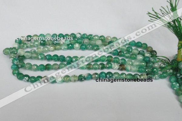 CAG1509 15.5 inches 8mm faceted round fire crackle agate beads