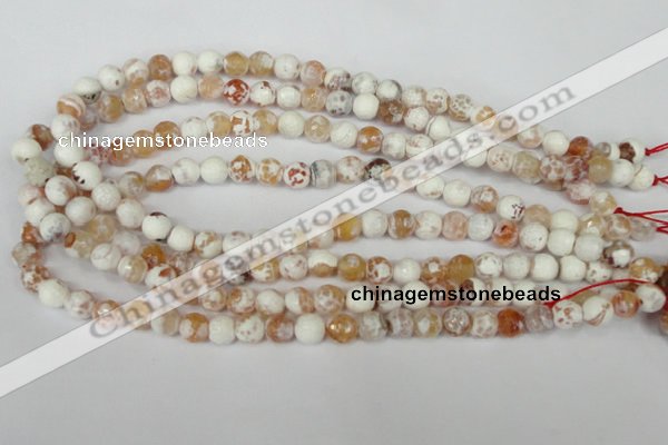 CAG1511 15.5 inches 8mm faceted round fire crackle agate beads